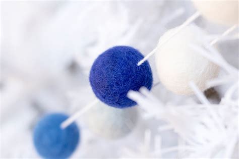 Hanukkah Felt Ball Garland Blue Christmas Felt Ball Garland Etsy