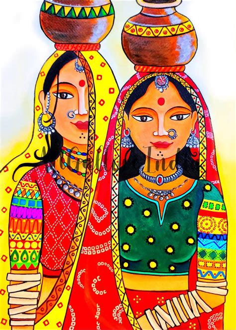 Buy Rajasthani Women Painting Rajasthani Canvas Painting Online In