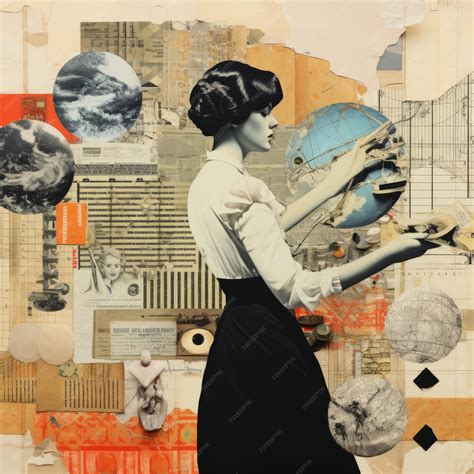 Industrial Assemblage Collage With A Globe A Fusion Of Styles | Premium