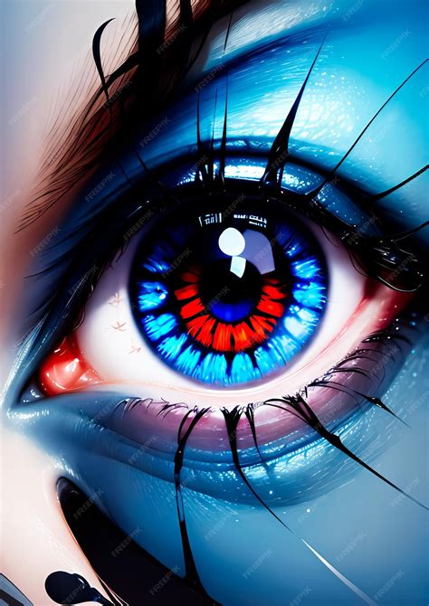 Premium Ai Image Blue And Red Eye