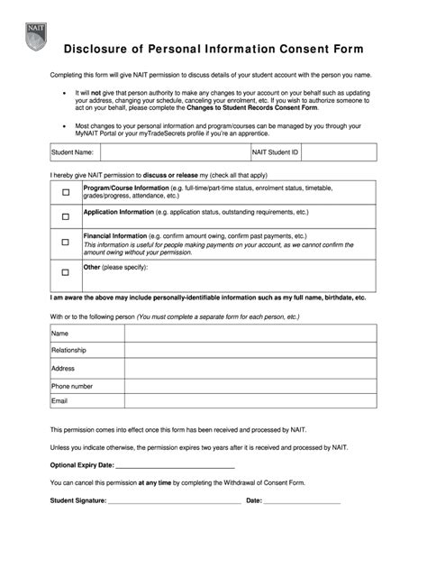 Canada Nait Disclosure Of Personal Information Consent Form Fill And