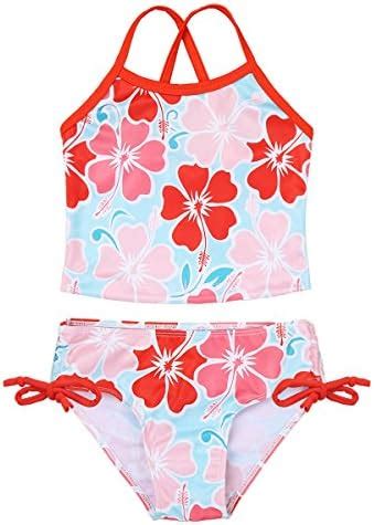 YOOJIA YOOJIA Kinder Mädchen Badeanzug Zweiteiler Bikini Bademode Blumen Schwimmanzug