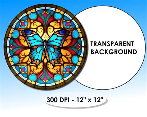 8 Butterfly Stained Glass Pattern Sublimation Design Printable Digital Png Clip Art Instant