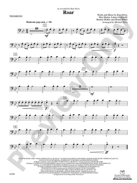 Roar 1st Trombone 1st Trombone Part Digital Sheet Music Download