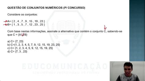 QuestÃo De Conjuntos NumÉricos P Concurso Youtube