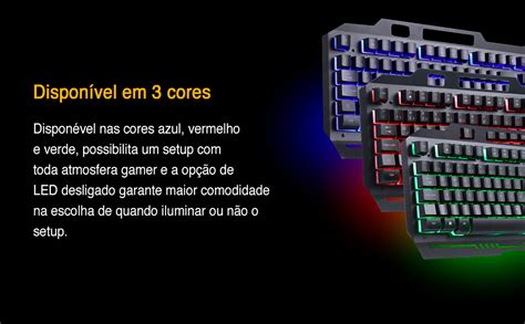 TECLADO GAMER VX GAMING SHIELD ABNT2 MULTIMIDIA LED VERMELHO 1 8 METROS