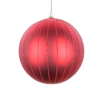 Vickerman 6" Red Matte Glitter Ball Christmas Ornament, 2 pieces per ...