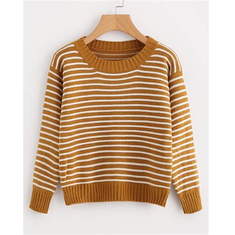 New 2018 Autumn Winter Women Sweater Striped O Neck Long Sleeve Sweater