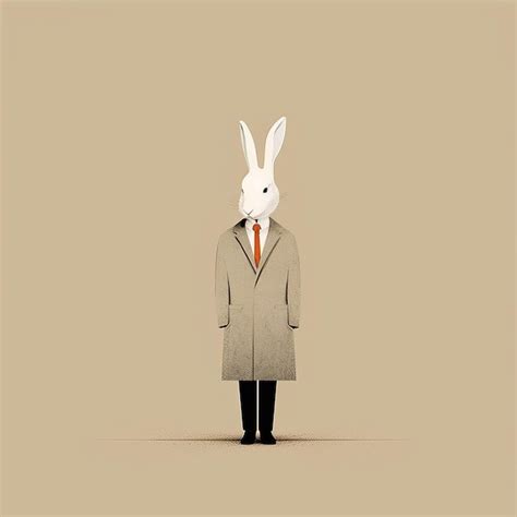 Premium AI Image Minimalist Rabbit Illustration In The Style Of Dan