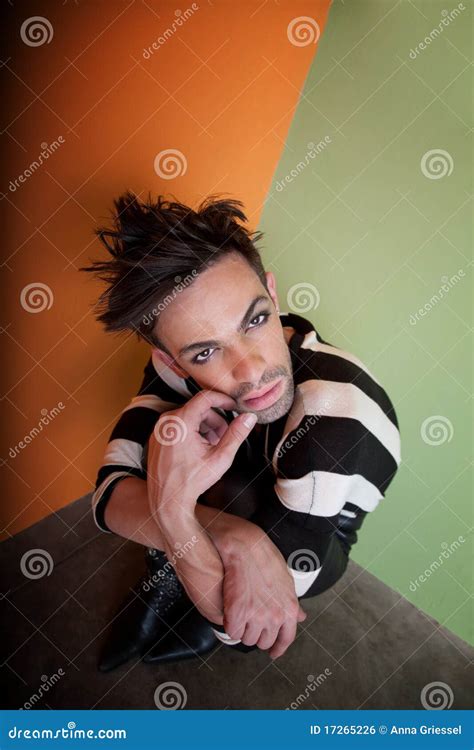 Gay Man Wears Black And White Stock Photo Image Of Chest Hispanic 17265226