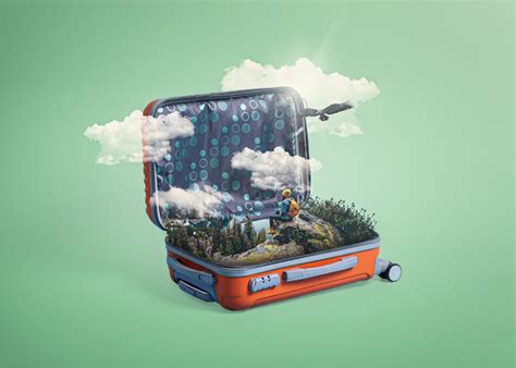 Premium Photo Suitcase With Traveling Items In Studio