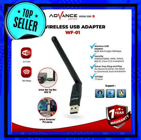 Advance USB Dongle Wifi Wireless Adapter Receiver WF 01 Komputer PC