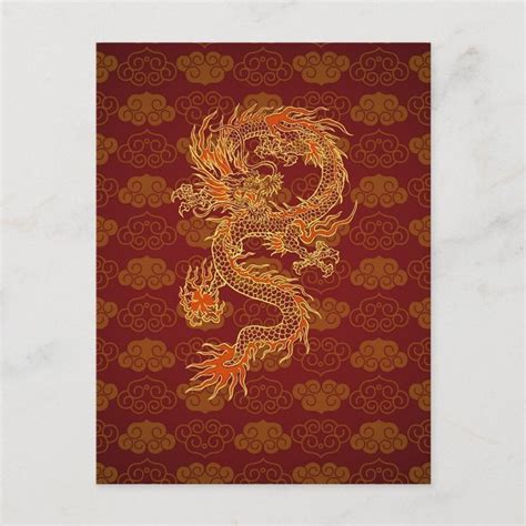 Traditional Chinese Red Dragon Postcard Zazzle Red Dragon Red