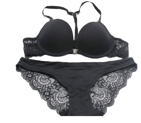 Buy OneTwoTG Women S Sexy Push Up Lace Plunge Lingerie Bra And Panty Set Bra Set Black 32B At