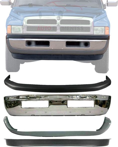 New Front Bumper Face Bar Chrome Steel Upper Lower