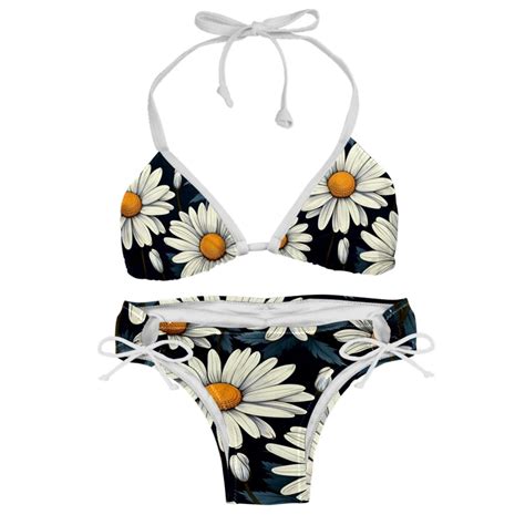 Daisy Swim Suit Women Bikini Set Detachable Sponge Adjustable Strap Two Pack Beach Pool