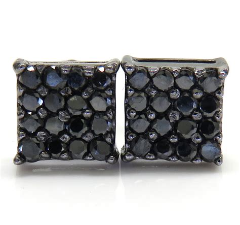 Buy 14k Black Gold 4x4 Square Black Diamond Earrings 0.65ct Online at ...