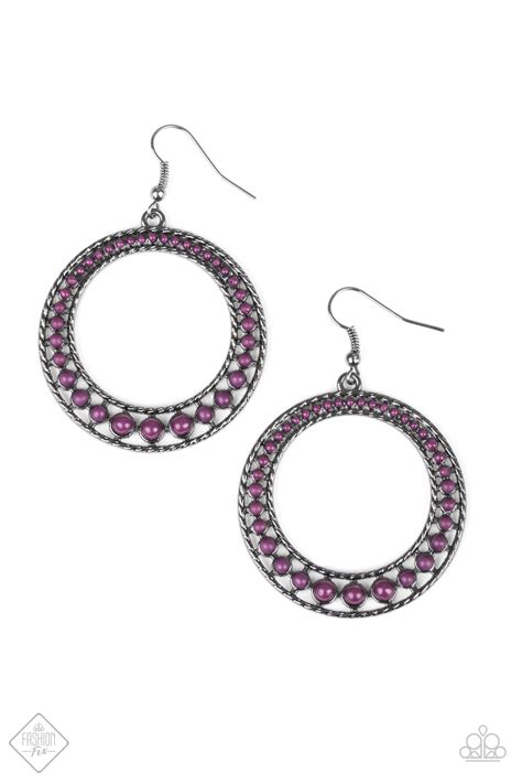 Paparazzi Vintage Vault Bead Beat Fashion Fix Purple Earrings