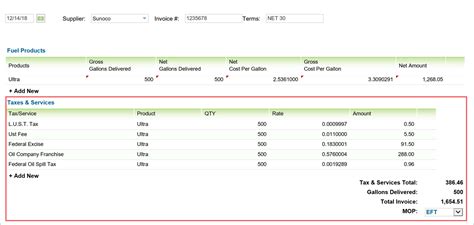 Fuel Invoice Template