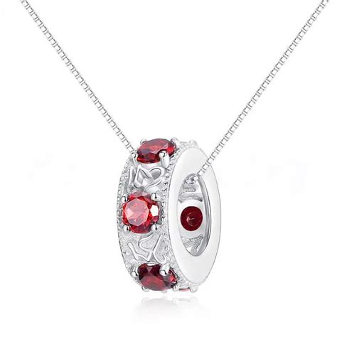 Natural Garnet Necklace Pendant Free Shipping Lucky Style Sterling