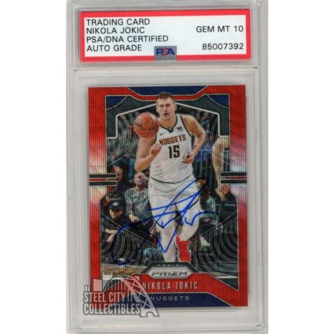 Nikola Jokic 2019 20 Panini Prizm Red Wave Autograph Card 84 PSA DNA