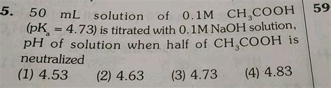 When A Solution Of Acetic Acid Was Titrated With Naoh The Ph Of The