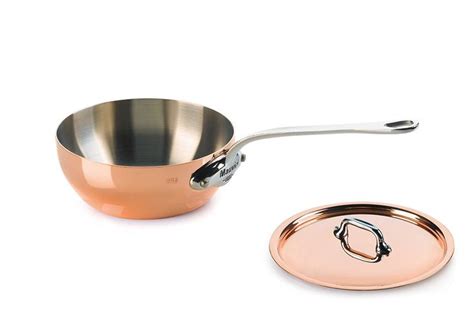 Mauviel Made In France Mheritage Copper 150s 17 Quart Splayed Saute Pan And Lid With Cast