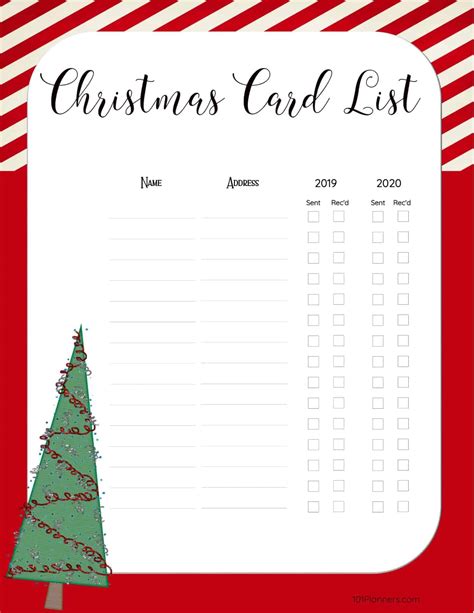 Free Printable Christmas Gift List Template