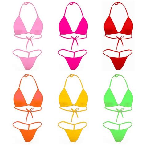 Buy Sexy Micro Bikini Shiny Women Brazilian G String Set Thong Swimwear Swimsuit Online At
