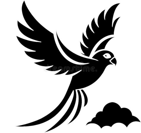 Flying Parrot Stencil Showcases Majestic Spread Wings Stock Photo