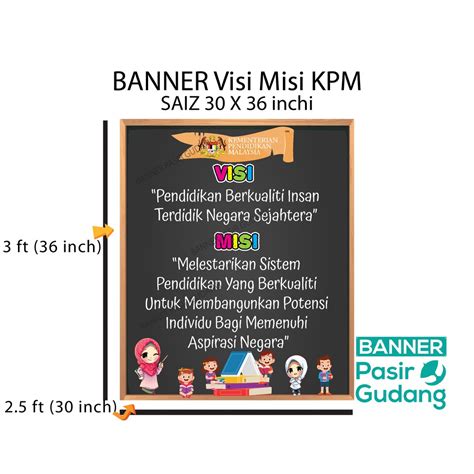Visi Misi Kpm Dan Sekolah Saiz 2x3ft Shopee Malaysia