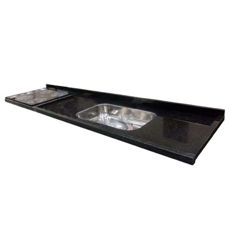 Pia Granito Para Cooktop 4 bocas 1 8x54 Cuba Inóx Preto Ouro