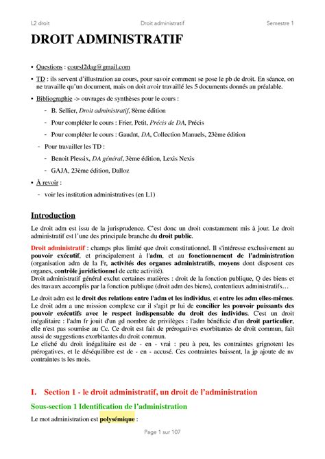 Cours Droit Admninistratif S1 L2 DROIT ADMINISTRATIF Questions