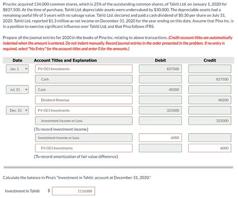 Solved Pina Inc Acquired 134 000 Common Shares Which Is 25 Chegg