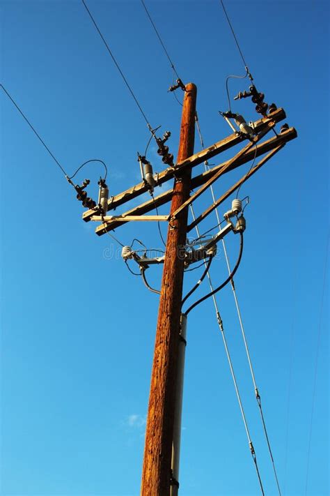 Wooden Telegraph Pole Stock Image Image Of Blue Communication 21224161