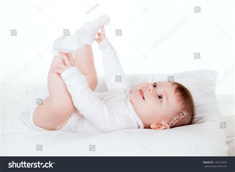Beautiful Babe Lies Naked Diapers Stock Photo Shutterstock