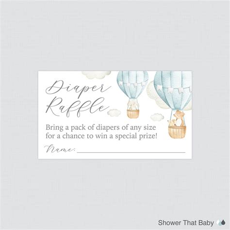 Blue Hot Air Balloon Diaper Raffle Tickets And Diaper Raffle Sign Printable Blue Up And Away