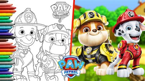 How To Draw Paw Patrol Rubble 🐶 And Marshall Drawing Easy Mighty Pups 🐶 Paw Patrol Heroes 2023