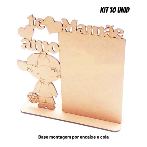 Kit 10 Placa totem mdf cru porta foto 10x15 vertical menino mamãe eu te