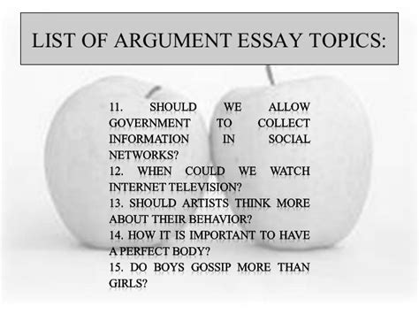 Argument essay topics