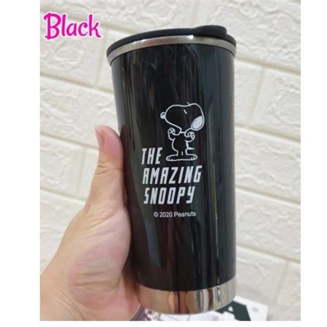 Jual Tumbler Mug Stainless 400ml Snoopy Black Shopee Indonesia