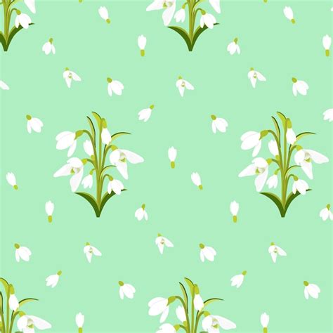 Premium Vector Snowdrops Early Spring Flower Seamless Pattern Vector