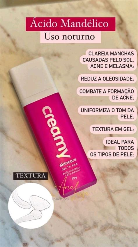Ácido Que Tira Manchas - Ácido Mandélico | Creamy skincare, Marcas de espinha, Tira manchas da pele