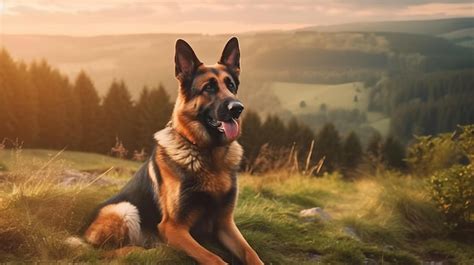 Premium Ai Image German Shepherd Dog Guarding Territory Generative Ai