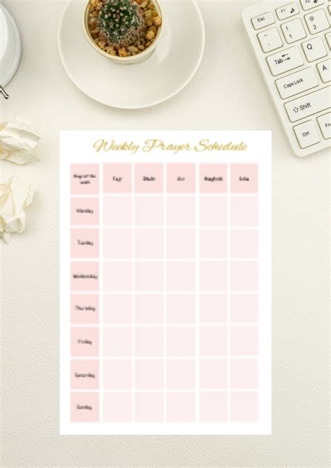 Prayer Checklist Weekly Prayer Schedule Islamic Prayer Schedule