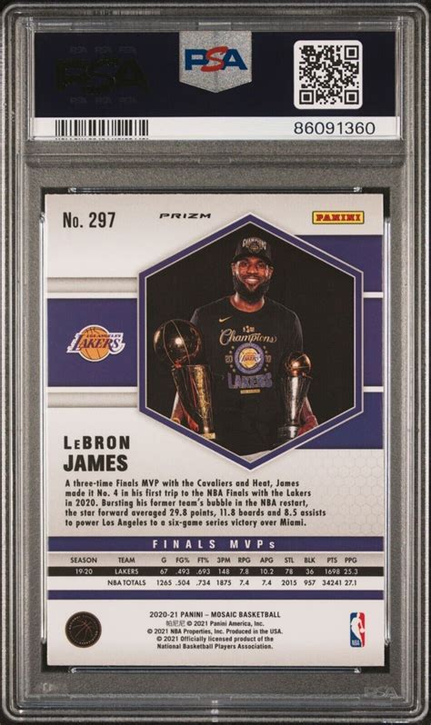 2020 21 Panini Mosaic Finals MVPs Mosaic Red Prizm 297 LeBron James