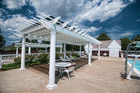 River Oaks Community Pool Deck With Fiberglass Pergola Traditional