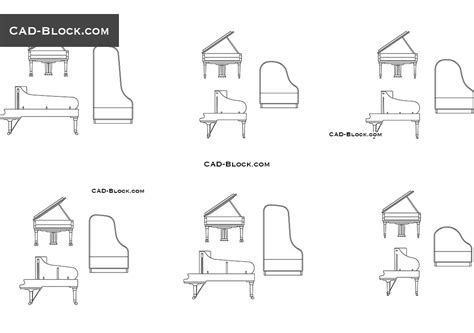 Piano And Grand Piano Cad Blocks Free Download