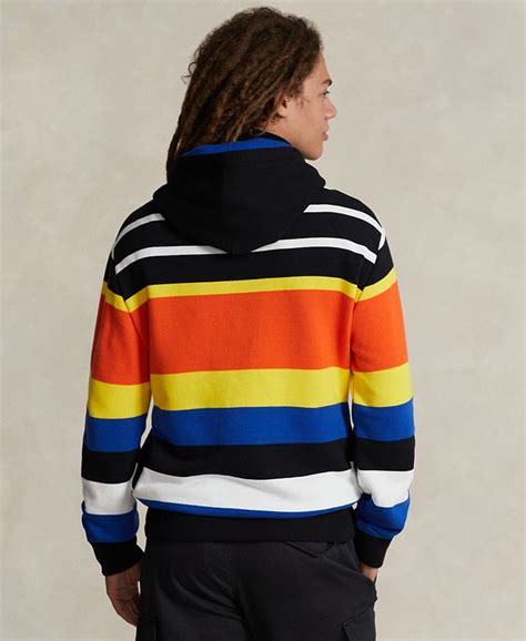 Polo Ralph Lauren Mens Logo Striped Fleece Hoodie Macys