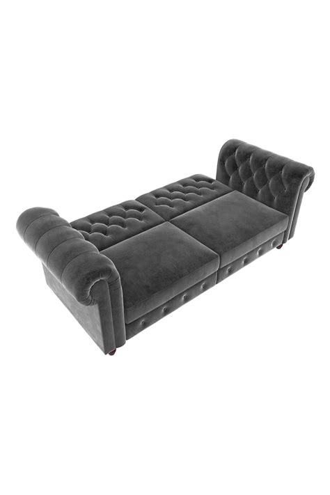 Buy Dorel Home Felix Velvet Chesterfield Sofa Bed From The Laura Ashley